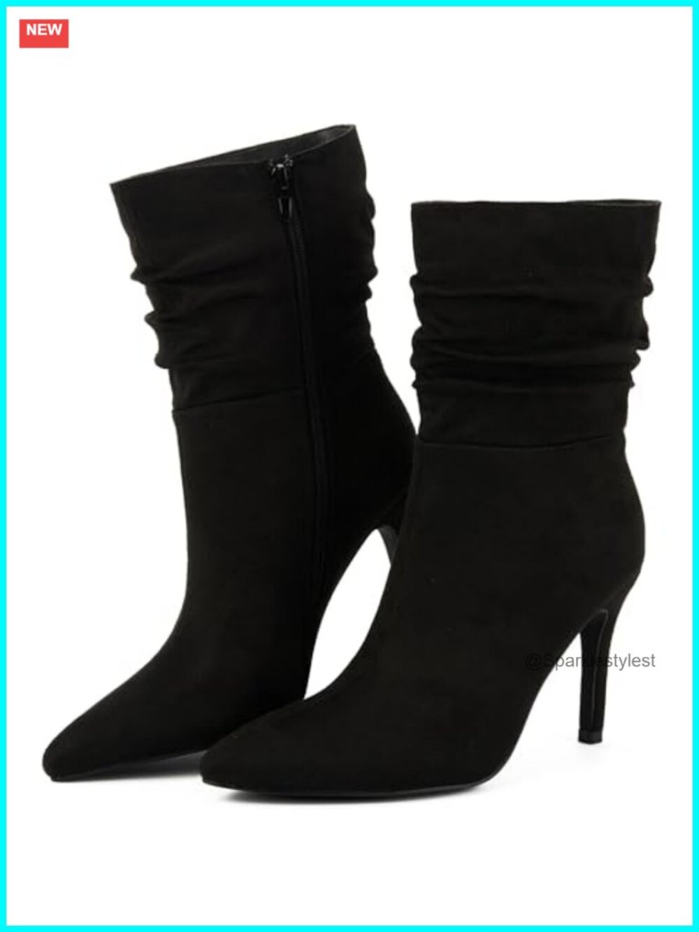 Slouchy Ankle Boots Stiletto High Heel Dress Boots Faux Suede Pointed Toe
